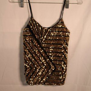 Black and gold sequined camisole top
